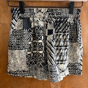 Nasty Gal Black Tan Batik Pull On Shorts Country Western Rodeo NWT High Rise Y2K